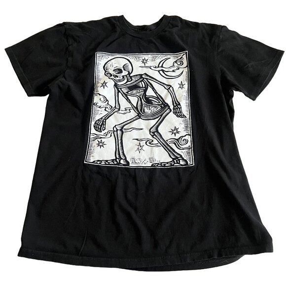 Black Matter by Brian Reedy Men's Medium Black Skeleton Hourglass T-Shirt - Picture 1 of 4